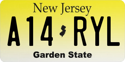 NJ license plate A14RYL