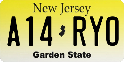 NJ license plate A14RYO