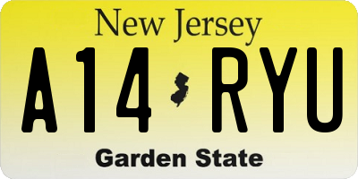 NJ license plate A14RYU