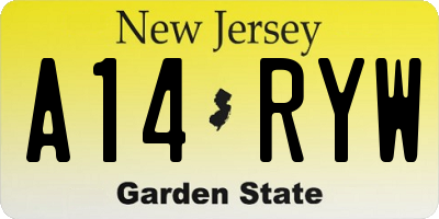 NJ license plate A14RYW