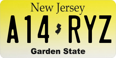 NJ license plate A14RYZ