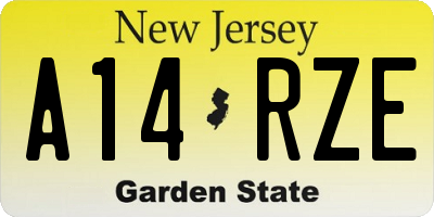 NJ license plate A14RZE