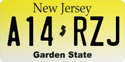 NJ license plate A14RZJ