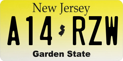 NJ license plate A14RZW