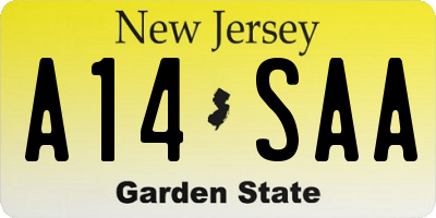 NJ license plate A14SAA
