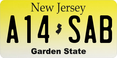 NJ license plate A14SAB