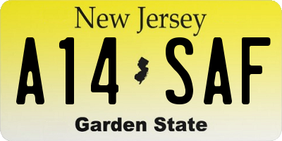NJ license plate A14SAF