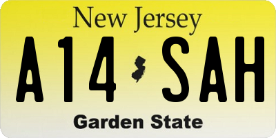 NJ license plate A14SAH