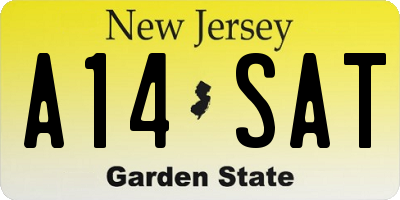 NJ license plate A14SAT