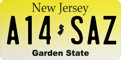 NJ license plate A14SAZ