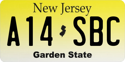 NJ license plate A14SBC