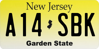 NJ license plate A14SBK