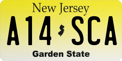 NJ license plate A14SCA