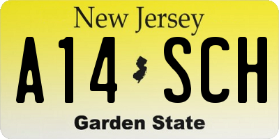 NJ license plate A14SCH