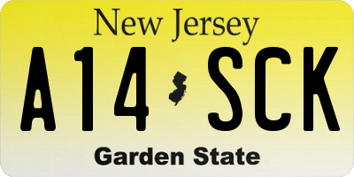 NJ license plate A14SCK