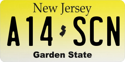 NJ license plate A14SCN