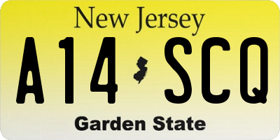 NJ license plate A14SCQ