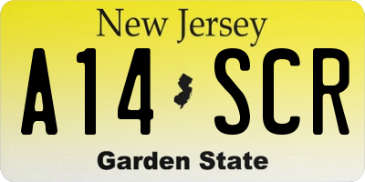 NJ license plate A14SCR