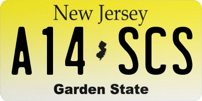 NJ license plate A14SCS
