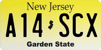 NJ license plate A14SCX