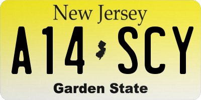 NJ license plate A14SCY