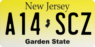 NJ license plate A14SCZ