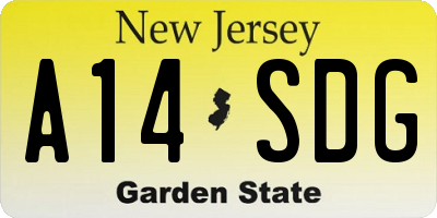 NJ license plate A14SDG
