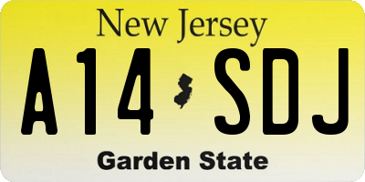 NJ license plate A14SDJ
