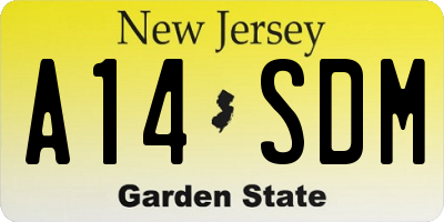 NJ license plate A14SDM