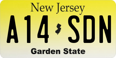 NJ license plate A14SDN