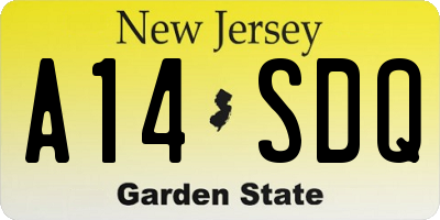 NJ license plate A14SDQ