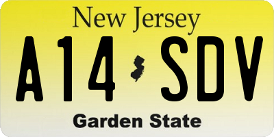 NJ license plate A14SDV