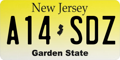 NJ license plate A14SDZ