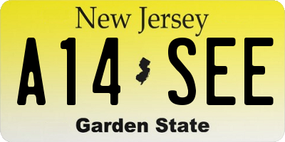 NJ license plate A14SEE