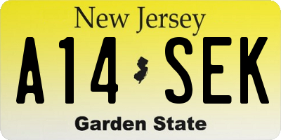 NJ license plate A14SEK
