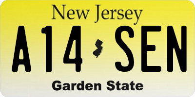 NJ license plate A14SEN
