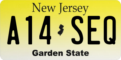 NJ license plate A14SEQ