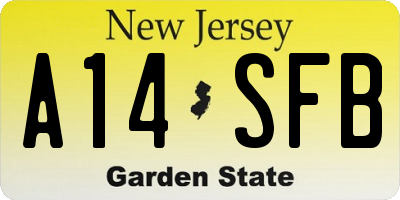 NJ license plate A14SFB