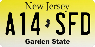 NJ license plate A14SFD