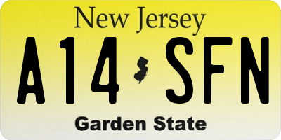NJ license plate A14SFN
