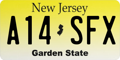 NJ license plate A14SFX