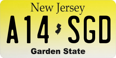 NJ license plate A14SGD