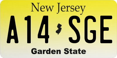 NJ license plate A14SGE