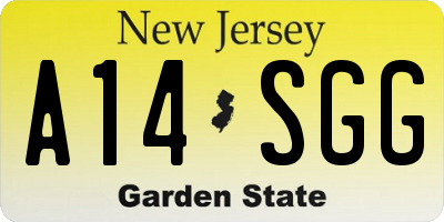 NJ license plate A14SGG