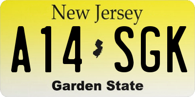 NJ license plate A14SGK