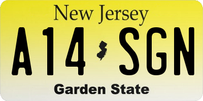 NJ license plate A14SGN
