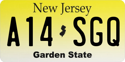 NJ license plate A14SGQ