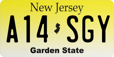 NJ license plate A14SGY
