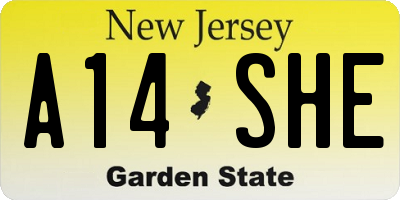 NJ license plate A14SHE