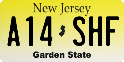 NJ license plate A14SHF